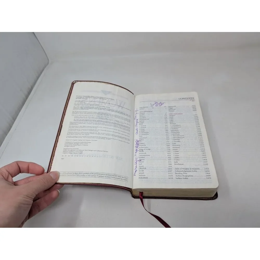 WOMEN'S DEVOTIONAL BIBLE‎ 2 Zondervan 1995 NIV Dark Pink Leather 90s Vintage